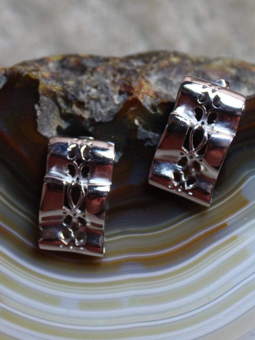 Cuzan .925 Signed Wave Design Sterling Silver Earrings 10.78g
